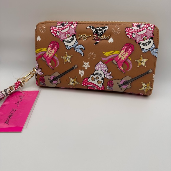 Bundle NWT Betsey Johnson large zip around Wallet with Colorful Western/skul - Picture 1 of 3